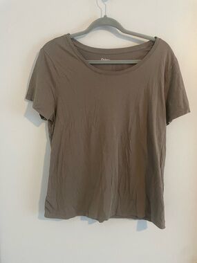 Quince Cotton Modal Scoop Neck Tee Dark Taupe L